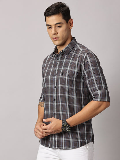 Men's Brown Checked Casual Shirt - Premium Giza Cotton